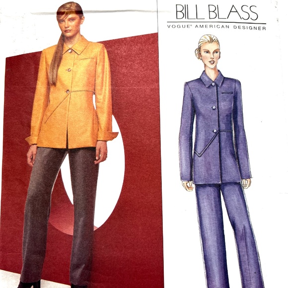 Vogue Sewing Jacket Pants Designer Bill Blass 2463 Semi Fitted 8 10 12 Pattern - Picture 2 of 5
